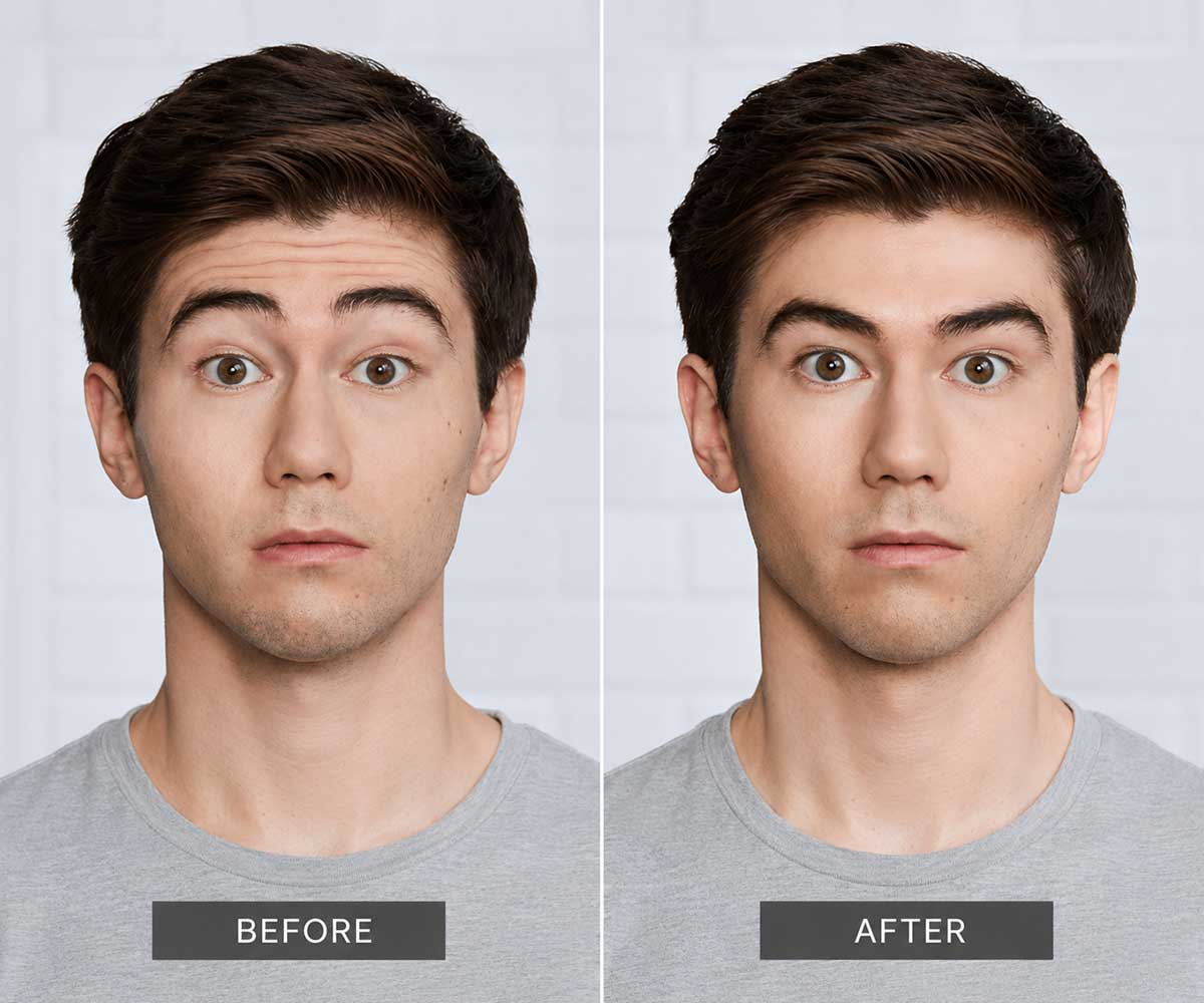 Botox before and after facial expression treatment